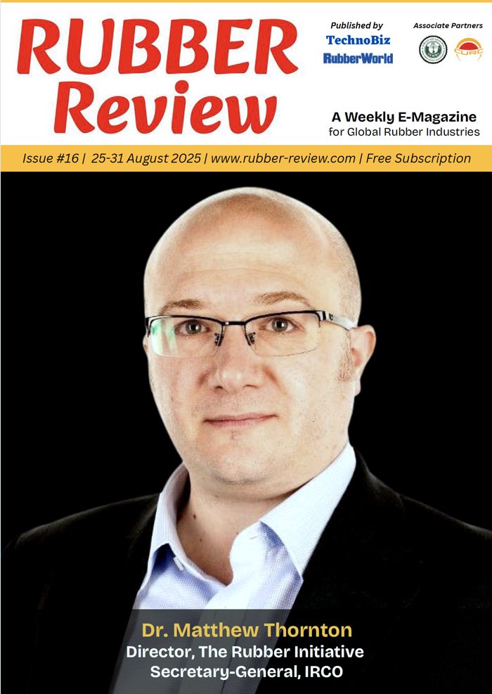 Rubber Review Issue 16 cover featuring Dr Matthew Thornton